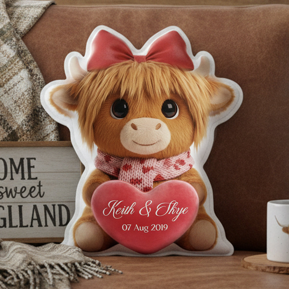 Highland Cow Valentine Custom Shaped Pillow - Personalized Gifts For Couple 03hyta161225