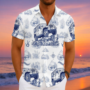 Hawaiian Shirt Gifts For Off-road Lovers, Vintage Toile Blue Pattern 02QHTN110625