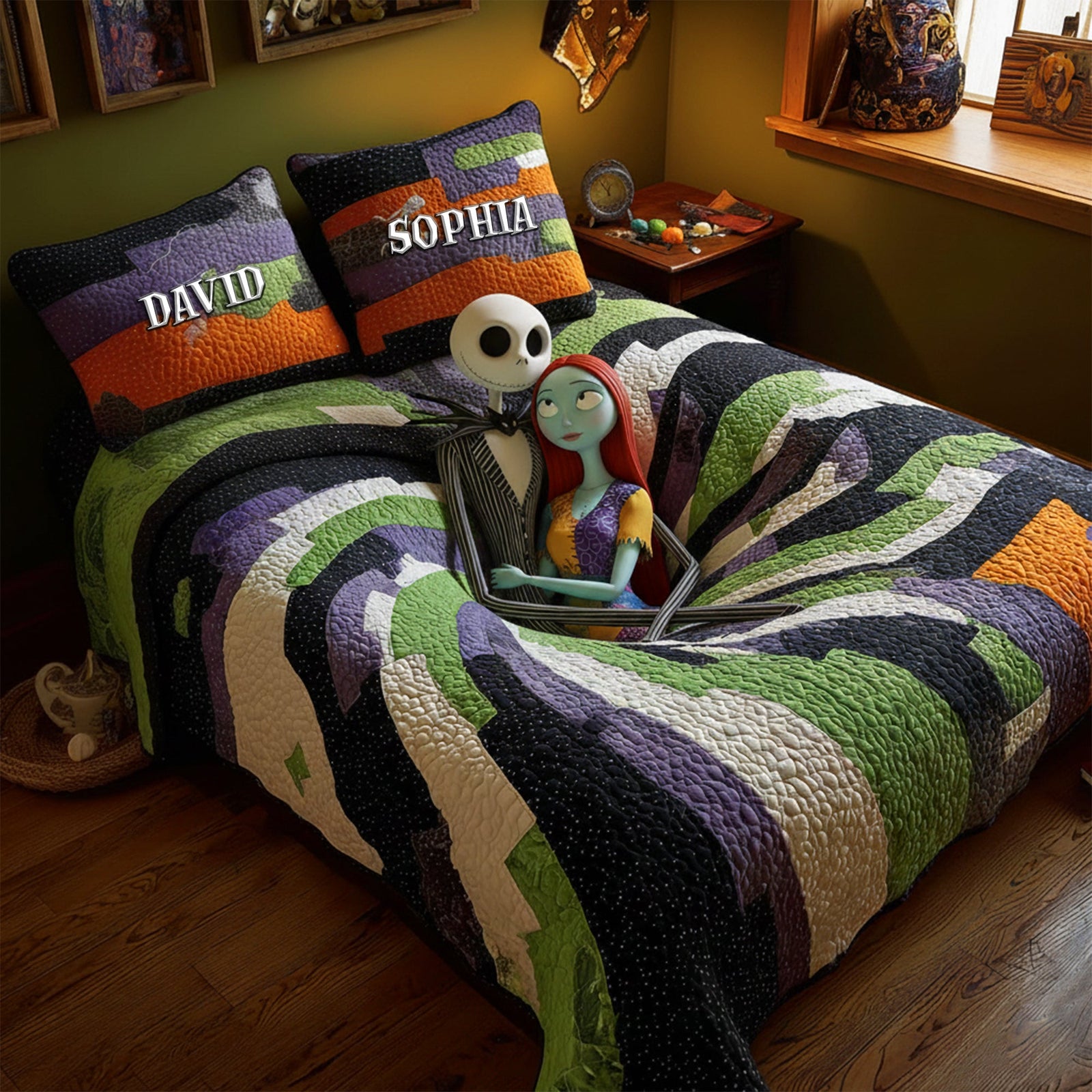 Hugging Skull Couples Quilt Bedding Set - Personalized Gift For Couples 04NALU221025