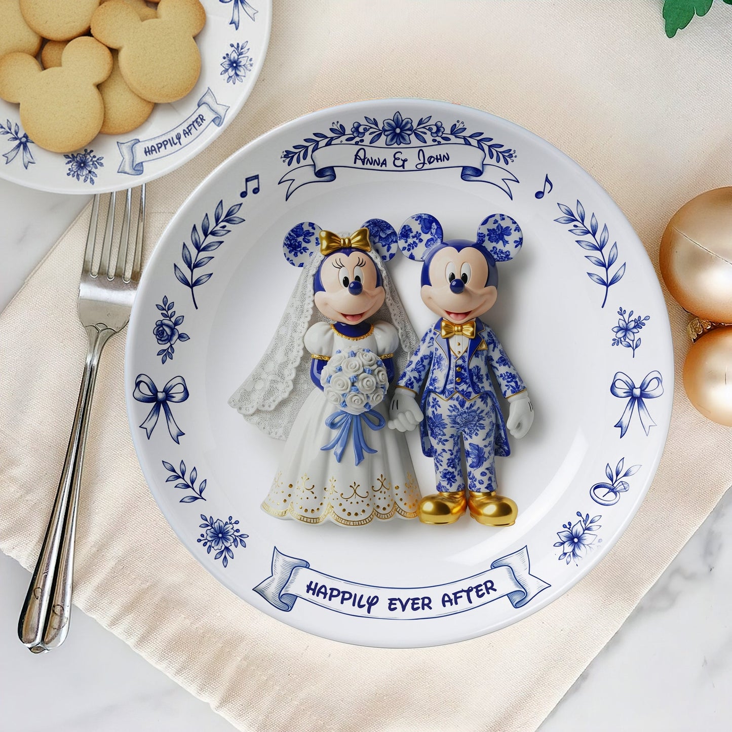 Cute Cartoon Couple Round Plate - Personalized Gift For Couples 01PGLU041025