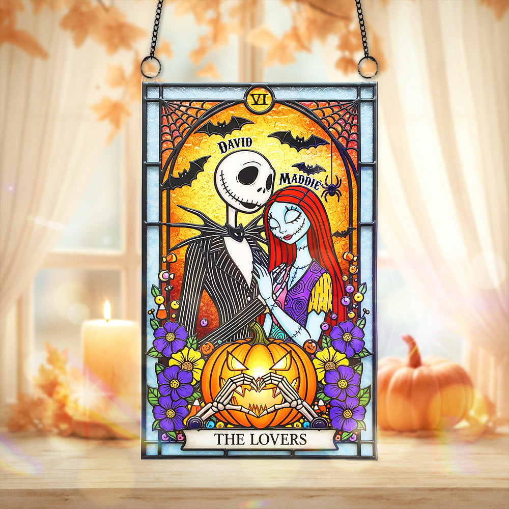 Gothic Card The Lovers Suncatcher For Halloween Decor, Personalized Gifts For Couple 05QHMG090825