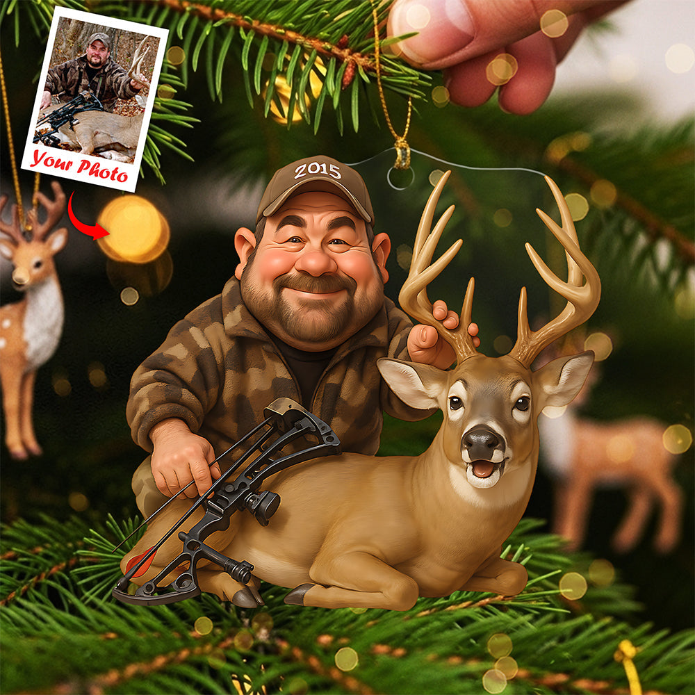 Caricature Art Hunting Ornament - Custom Photo Gifts For Hunting Lovers 03ohta210825 - Ornament - GoDuckee