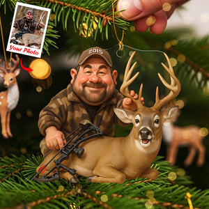 Caricature Art Hunting Ornament - Custom Photo Gifts For Hunting Lovers 03ohta210825 - Ornament - GoDuckee