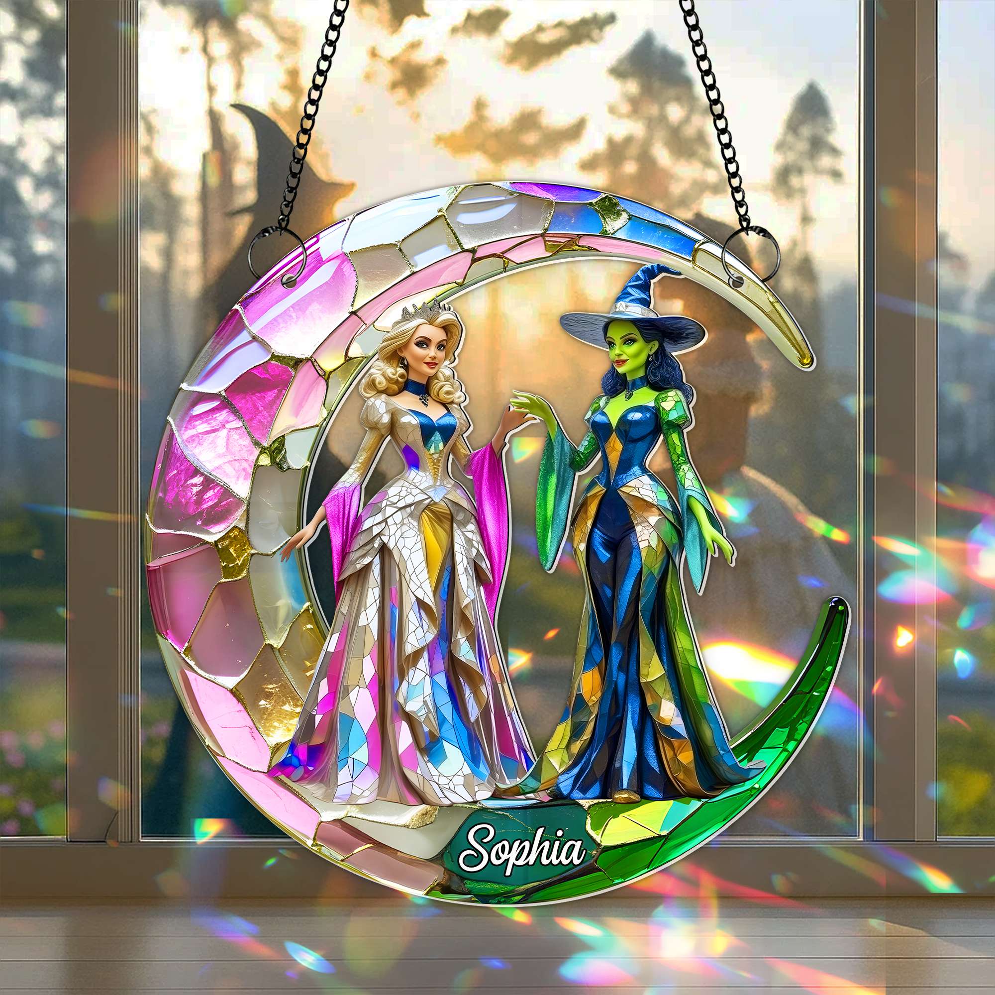 Good x Green Witch Suncatcher Ornament - Personalized Gifts For Musical Fans 05TGLU250725