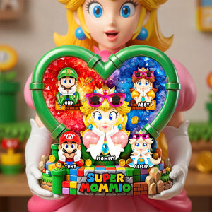 Heart Shape Retro Game Mom Acrylic Plaque - Personalized Gifts For Mother's Day Plaque 03HUDH170426