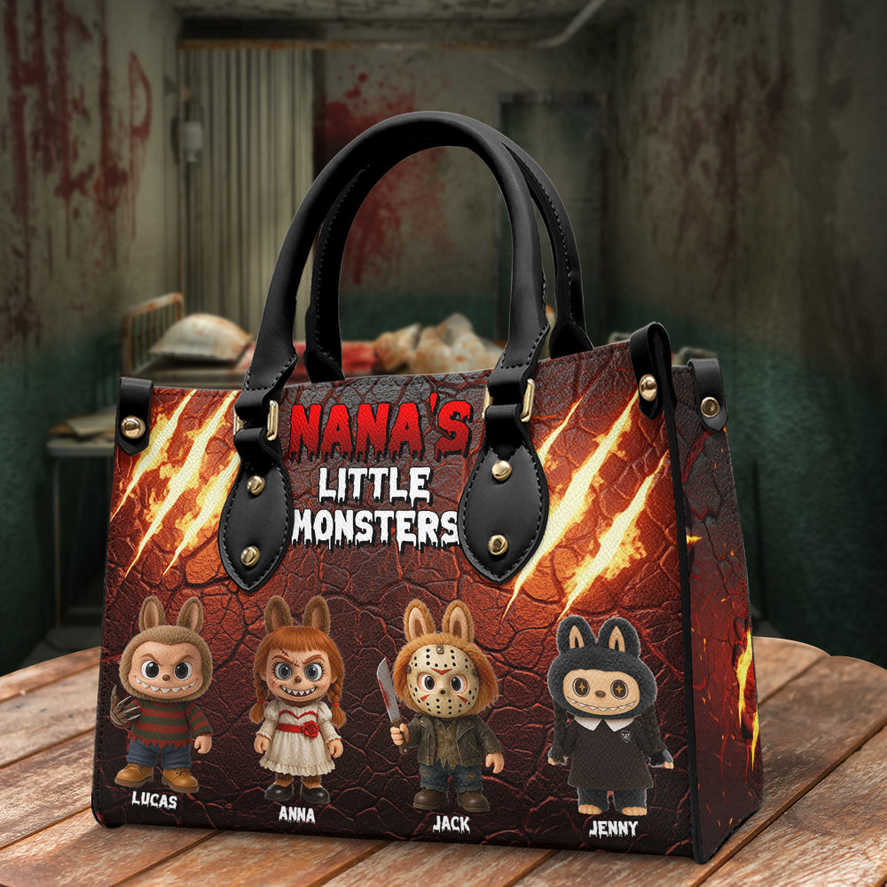 Horror Monsters Personalized Halloween Gifts For Mom/Grandma Leather Bag 04natn180825