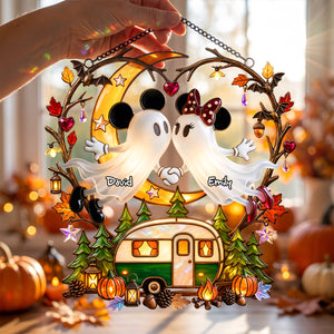 Boo Couple Camping Suncatcher  - Personalized Gifts For Halloween Suncatcher Ornament 04PADH070826