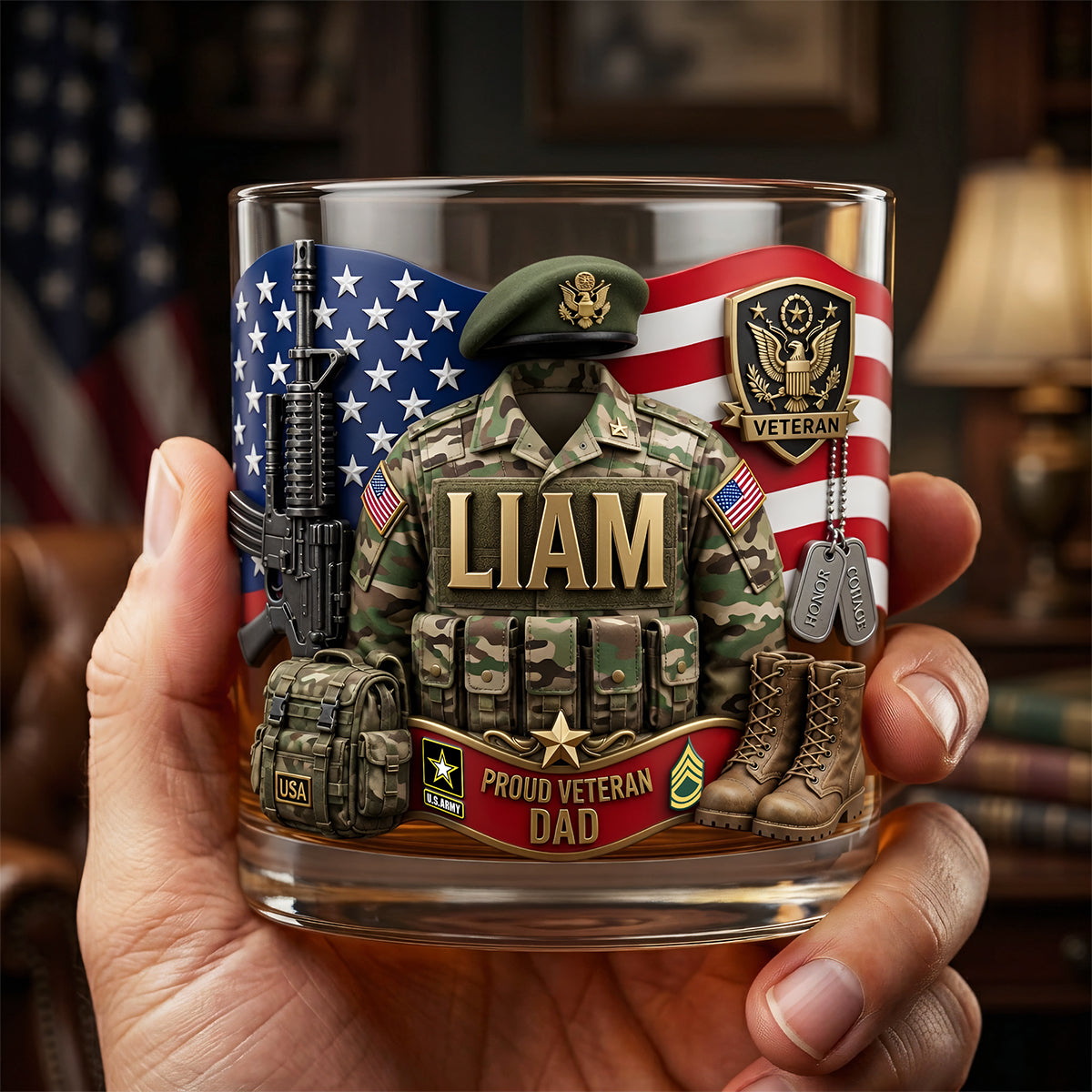 Honor the Sacrifice Drinking Glass - Personalized Gifts For Veteran Dads 04tyta260526