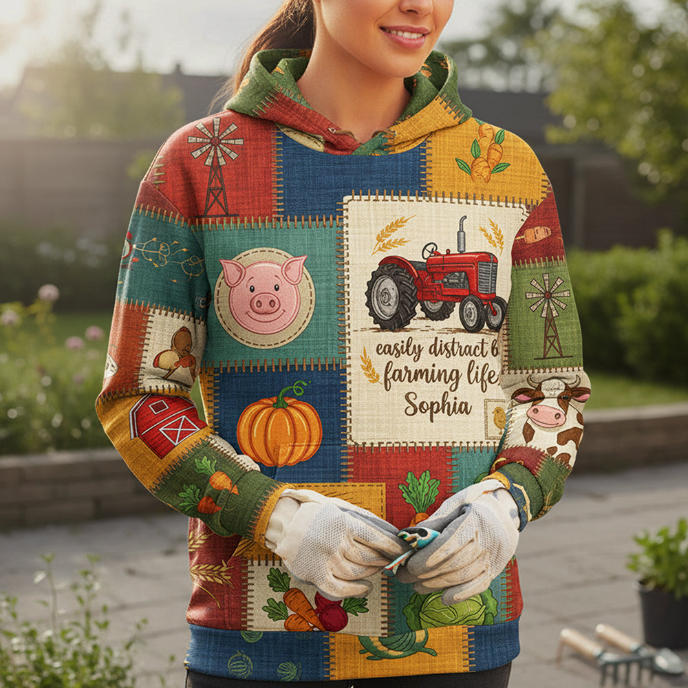 Rustic Patchwork Farm Hoodie - Personalized Gifts For Farmer 03KITA211125