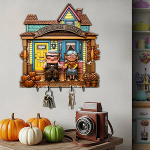 Welcome Old Couple Home Wood Key Hanger - Personalized Gifts For Couple 03TGLU300825