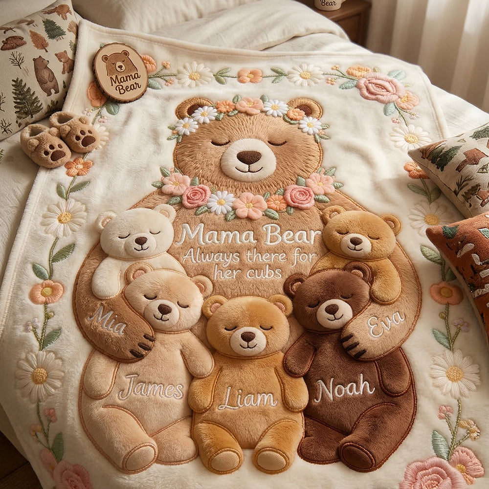 Mama Bear Blanket Personalized Gifts For Mom 01PGDT160326