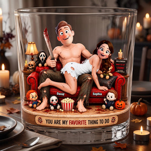 Creepy Couple 11oz Round Glass - Personalized Halloween Gifts For Couple 06ohqn180826
