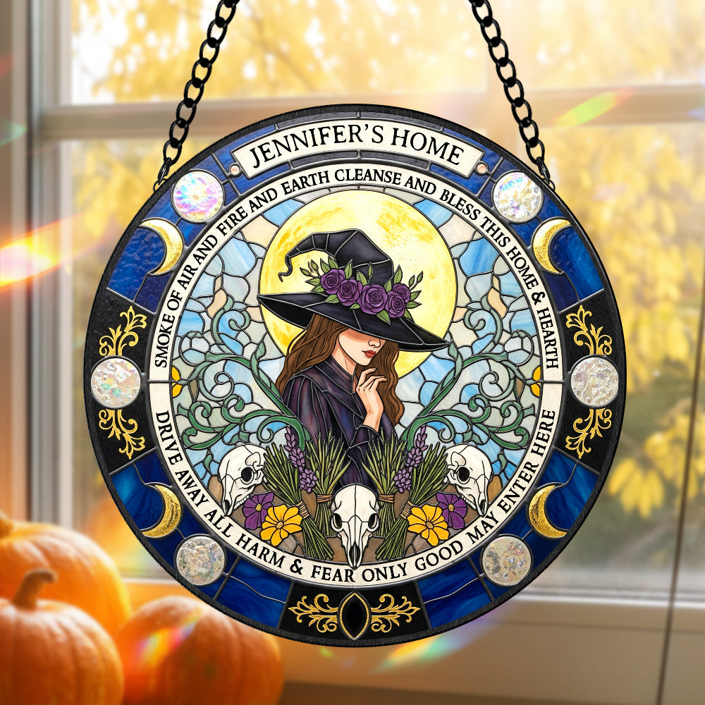 Blessings Witch House Stained Glass Suncatcher, Personalized Gifts For Witch Lovers 01qhtn080825