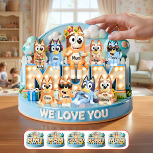Mom & Kids Puppy Family Plaque – Personalized Gift For Mother’s Day Acrylic Plaque 03OHMG250226