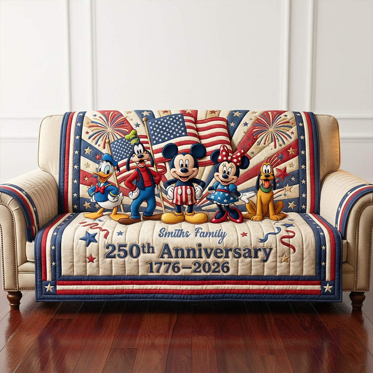 250th Anniversary Quilted Sofa Cover Personalized Gifts For Fans 02patn040226