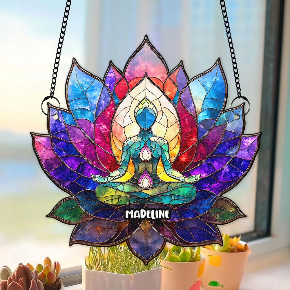 Yoga Girl Suncatcher Ornament  - Personalized Gifts For Yoga Lovers 05humg170725