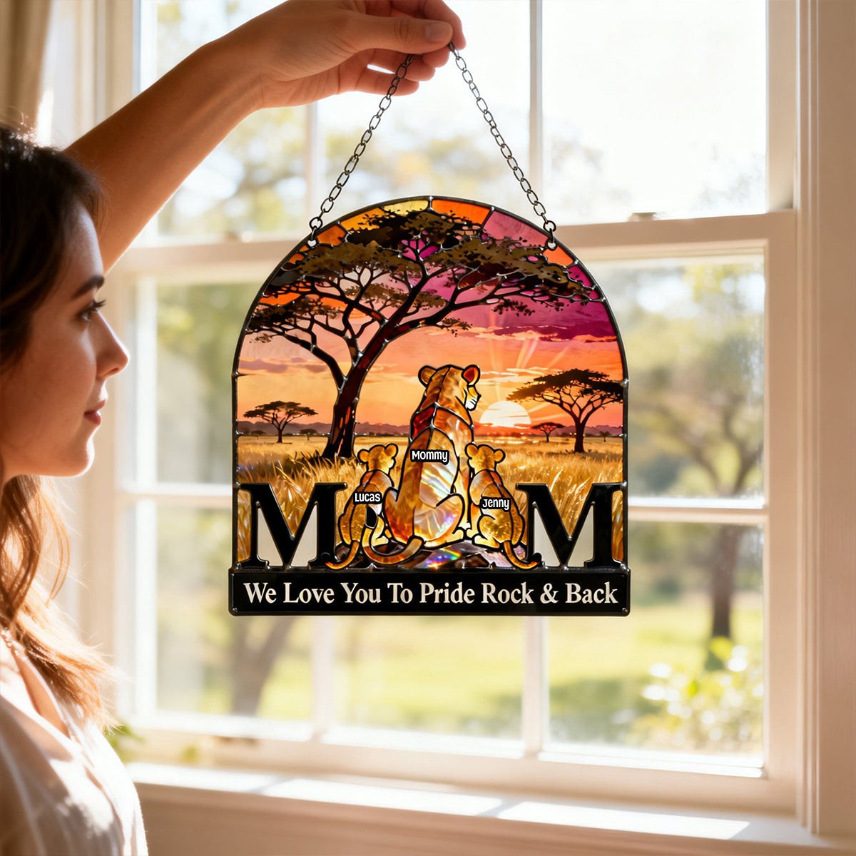 Mom & Cubs Suncatcher Ornament - Personalized Mother's Day Gifts 04NATN250226