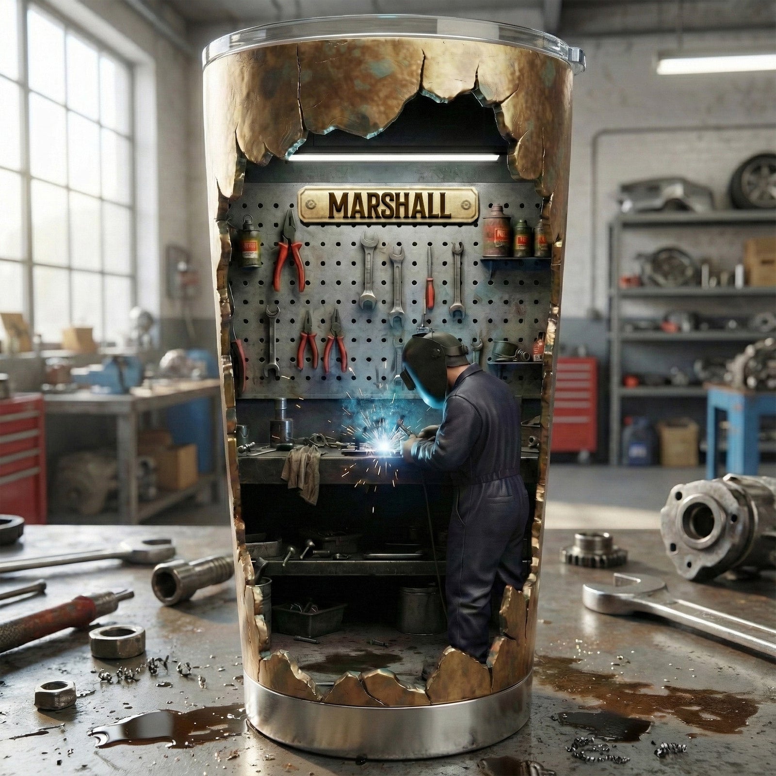 Hard At Work Welder Tumbler - Personalized Gift For Welders 05KIMG301225