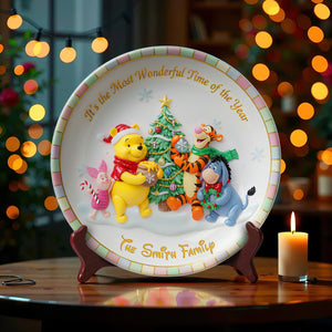 Wonderful Time Round Plate -  Personalized Christmas Gift For Family 03PGLU171025
