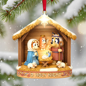 Cute Cartoon Characters Reenacting The Nativity Ornament, Christmas Gifts For Christians 02qhtn221025