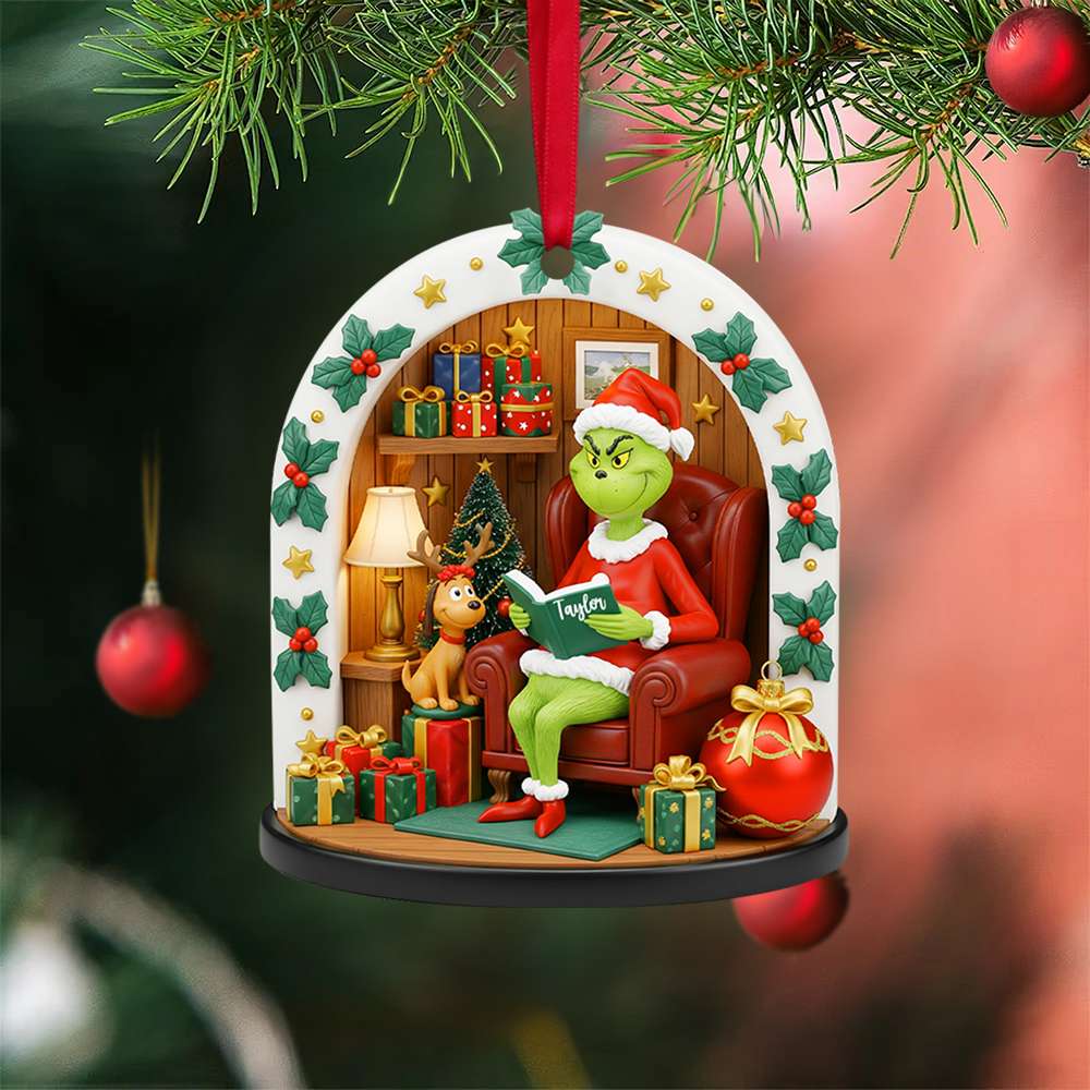 Grumpy Green Reader Ornament - Personalized Christmas Gifts For Book Lovers 04PGLU120825