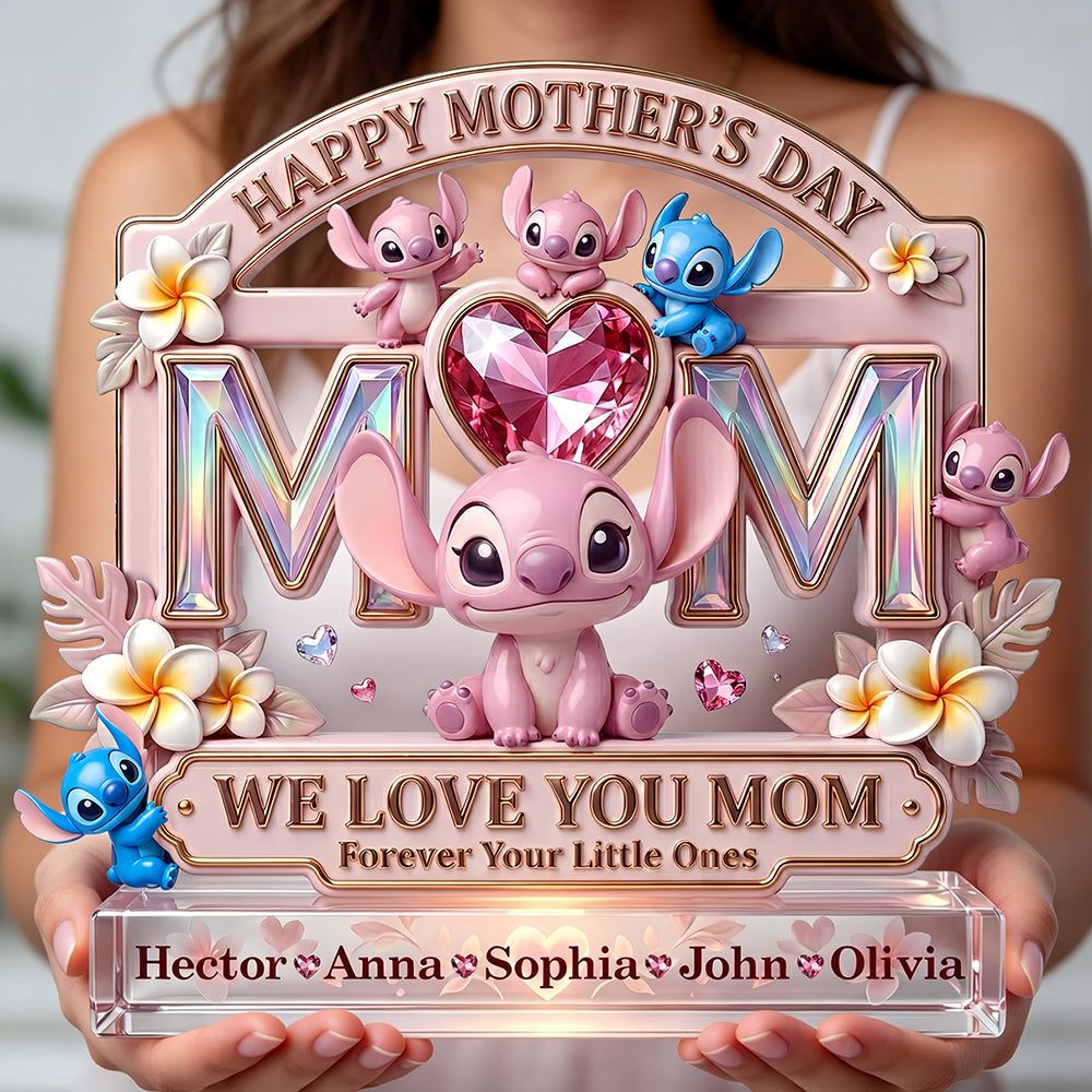 Pink Heart Mom Acrylic Plaque, Personalized Gifts For Mom 03TODT260326