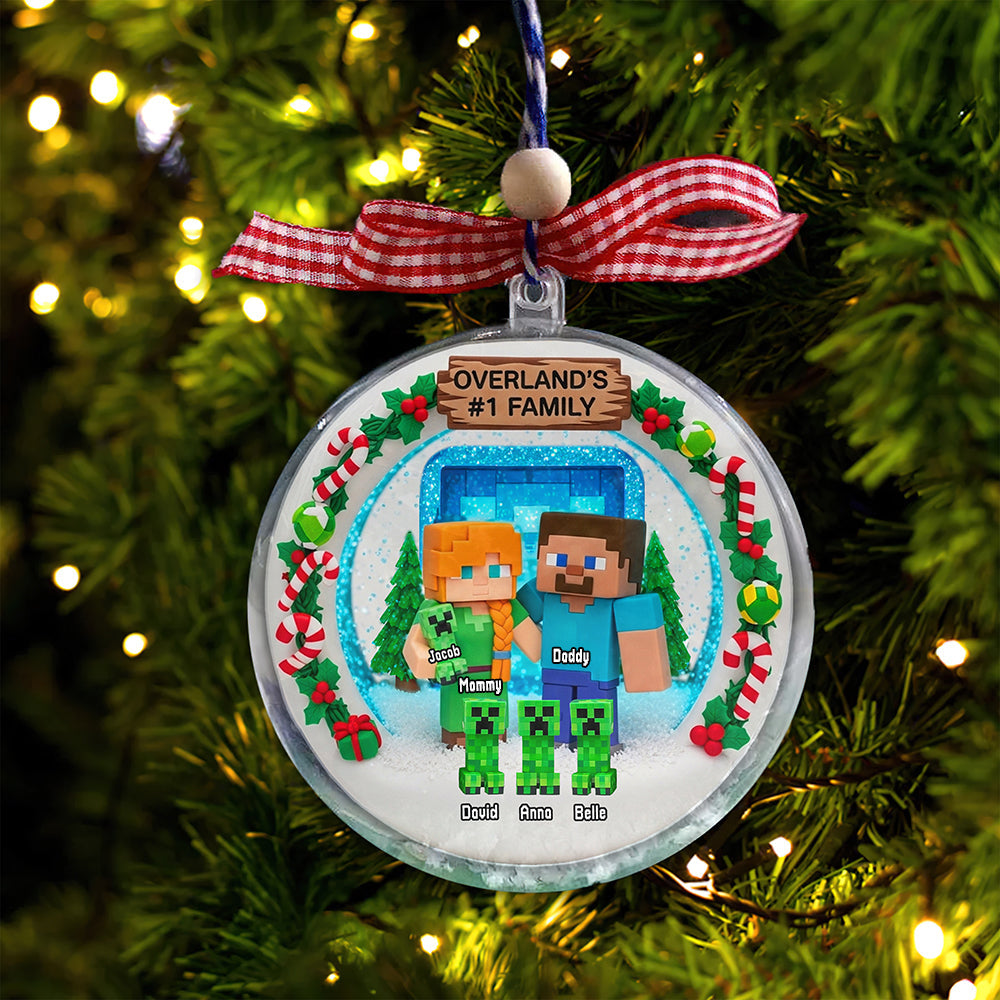 Family Snow Globe Ornament - Personalized Gifts For Family Christmas Ornament 02TGMG120825