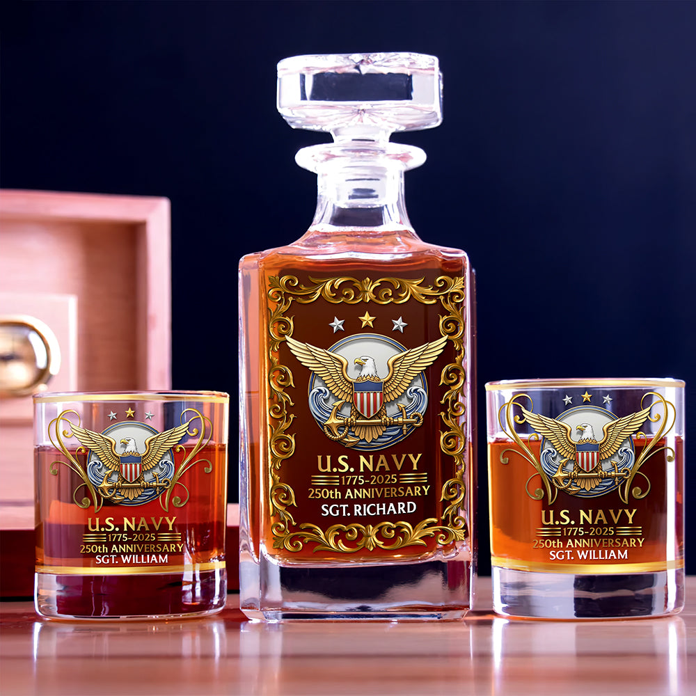 Military Commemorative Whiskey Decanter Set - Personalized Gifts For Soldiers 02naqn030725