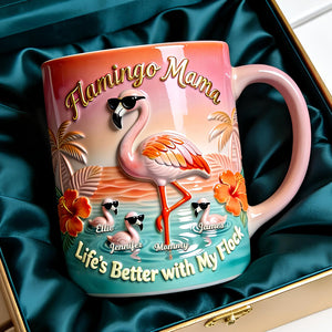 Flamingo Mom With Kids Accent Mug - Personalized Gifts For Mom 01pgdt040326