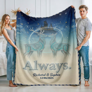 Fantasy Deer Lovers Blanket – Personalized Gifts For Couple 03toqn221025