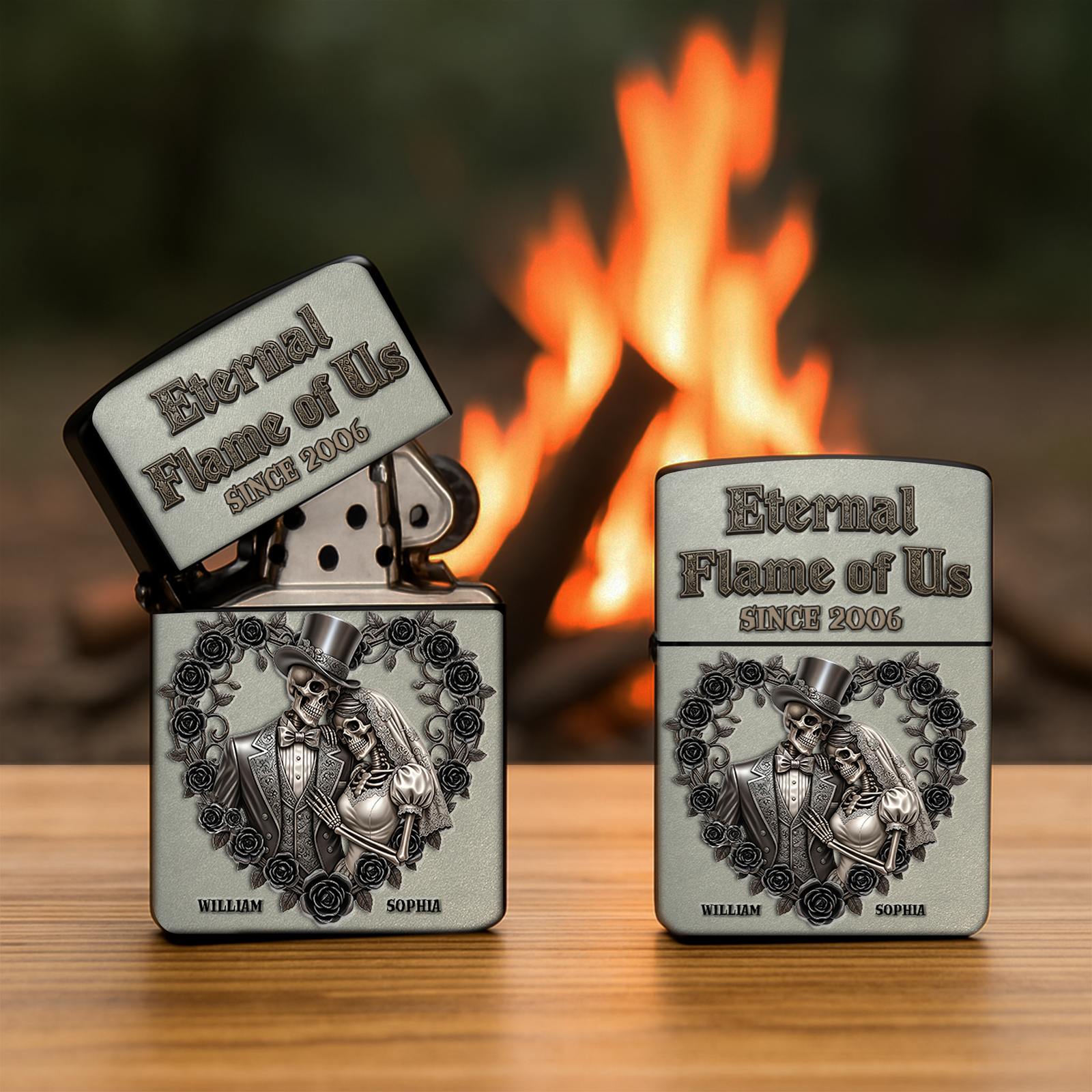 Eternnal Flame Of Skull Couple Lighter - Personalized Gift For Couple 07PGLU020825