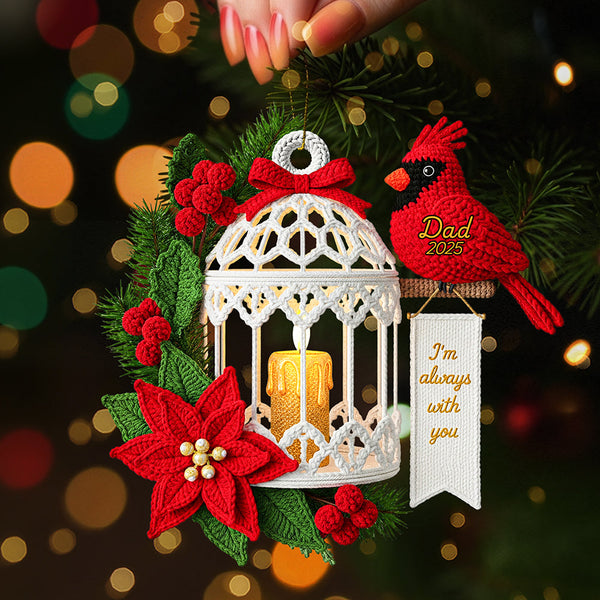 Memorial Cardinal Ornament With Initials - Personalized Christmas Gift