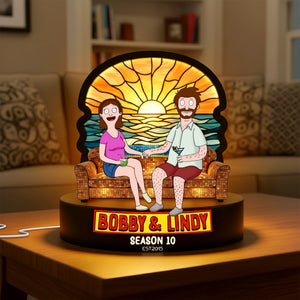 Beach Couple Light Box - Personalized Gifts For Couple Custom Shape Acrylic Light Box 05OHLU081225