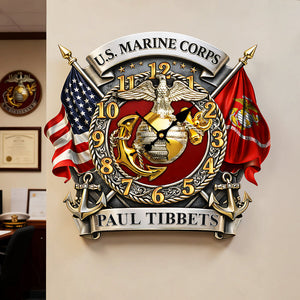 Military Acrylic Hanging Wall Clock - Personalized Gifts For Veteran 01huta241225