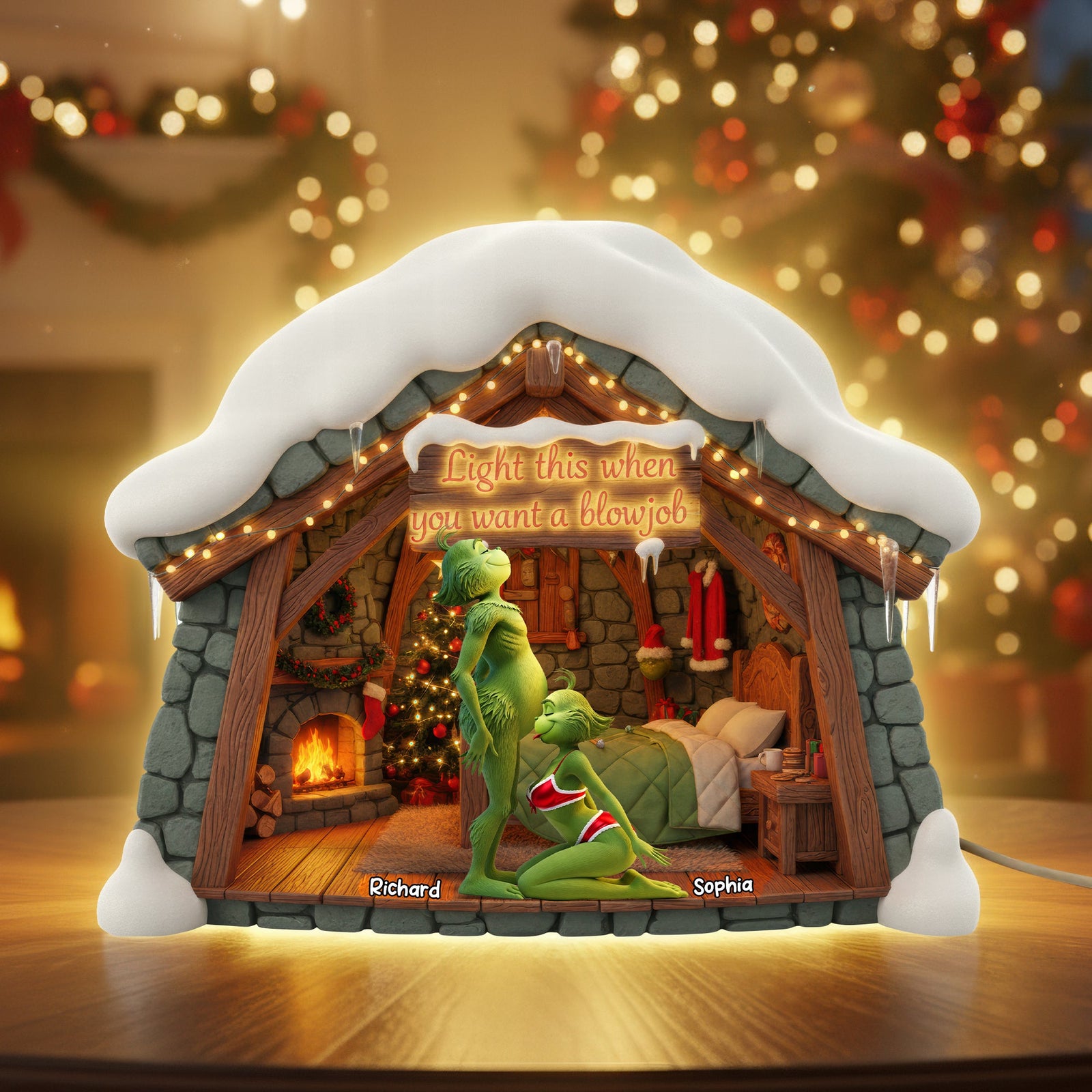 Naughty Green Monster Couple Acrylic Light Box - Personalized Gifts For Couples 03OHQN311025