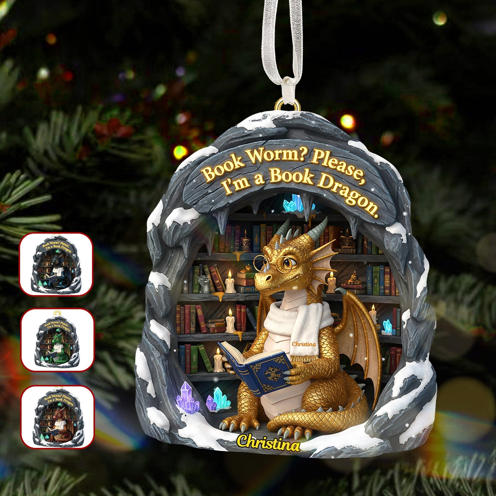 Bookworm Christmas Ornament Personalized Gifts For Book Lovers 04HYMG241025