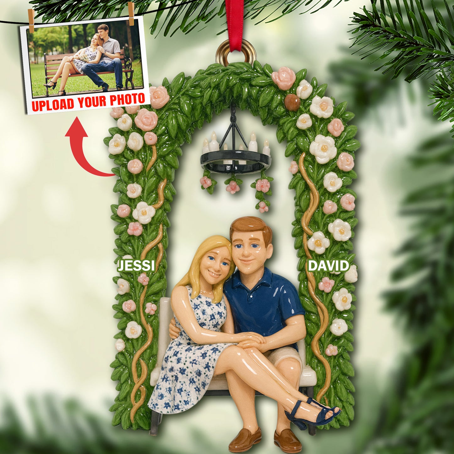 Love Story Custom Photo Ornament - Personalized Christmas Gifts For Couples 04OHLU290825