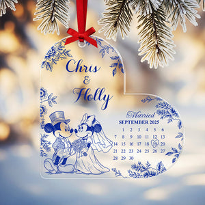 Personalized Gifts For Christmas, Couple Wedding Toile de Jouy Custom Shape Acrylic Ornament 02pgta081025