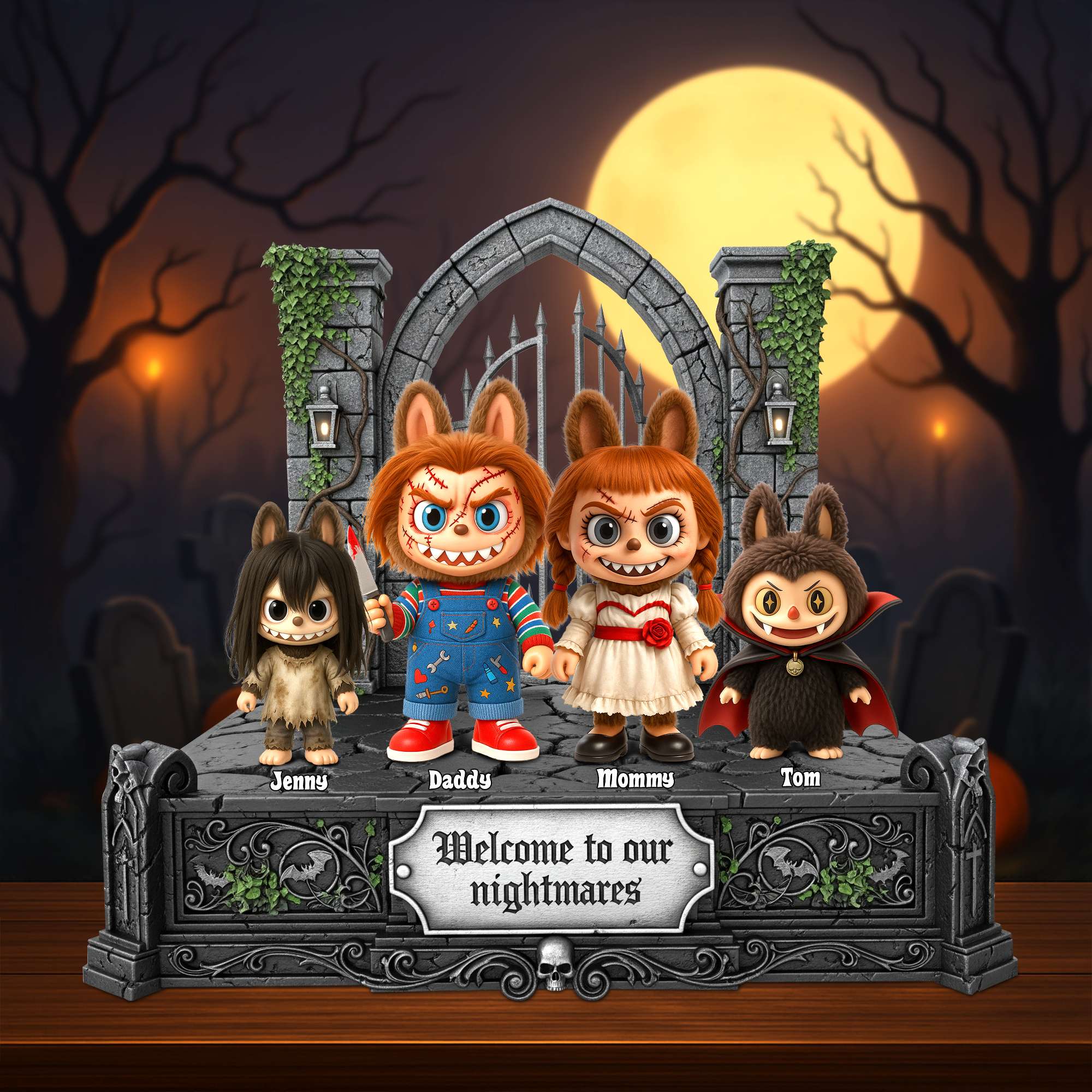 Creepy Family Halloween Acrylic Plaque Personalized Gifts For Fans 02NATN050825