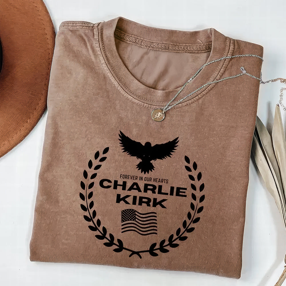 Charlie Kirk Memorial Washed T-Shirt, Patriotic Eagle Tribute 03acqn110925