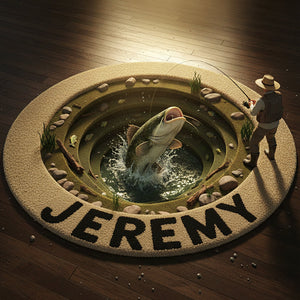 Personalized Gifts For Fishing Lovers, Fish Quilted Round Mat 02hyta061025