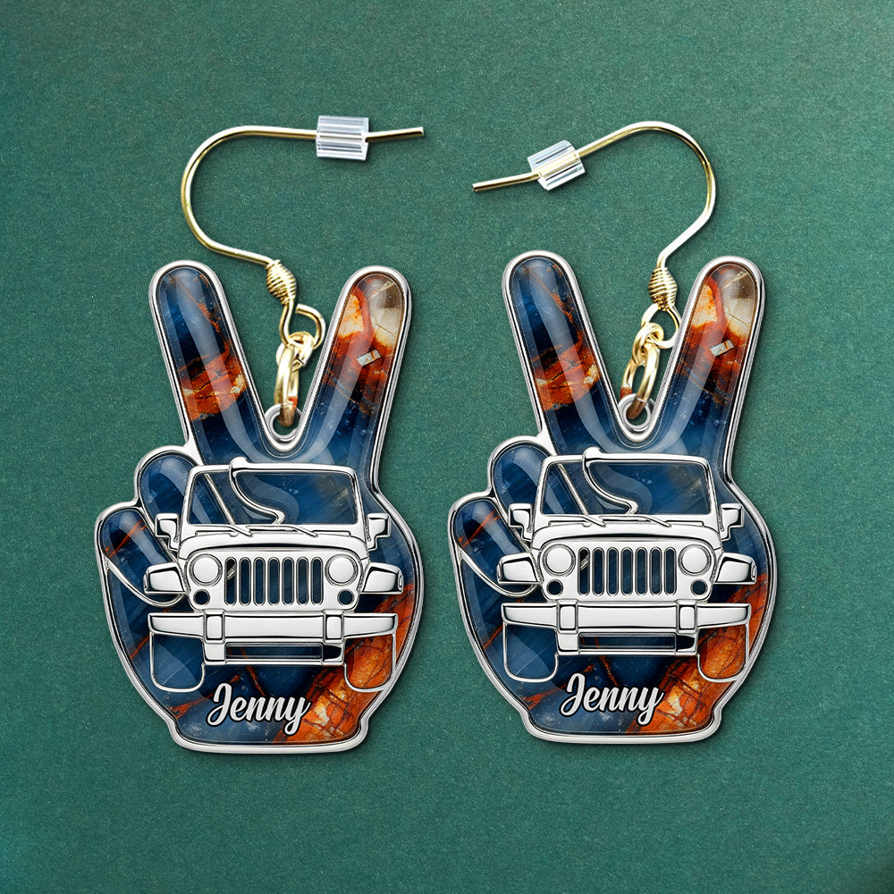 Off-road Hand Sign Earrings, Personalized Gifts For Off-Road Girl 02qhtn120725