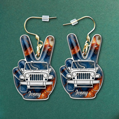 Off-road Hand Sign Earrings, Personalized Gifts For Off-Road Girl 02qhtn120725