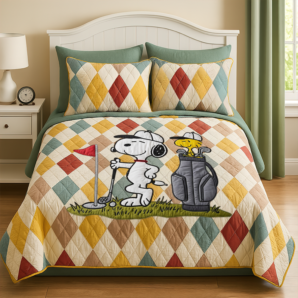 Classic Golf Player Quilt Bed Set Pesonalized Gifts For Golf Lovers 01QHPU180725