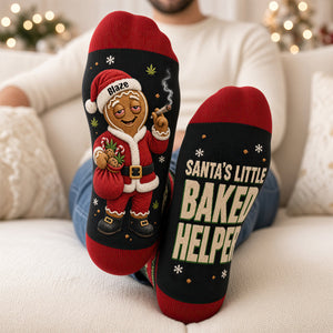 Funny Stoner Santa Socks - Personalized Christmas Gifts 03todt210926 - Socks - GoDuckee
