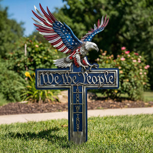 Fierce Eagle On Cross Metal Sign - Gifts For American Christians 02qhdt250226