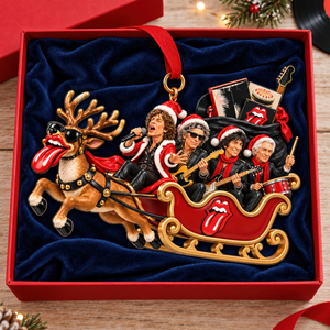 The Rolling Stones Funny Riding in A Santa Sleigh With Reindeer Acrylic Ornament - Personalized Christmas Gift For Rock Lovers 07naqn131026