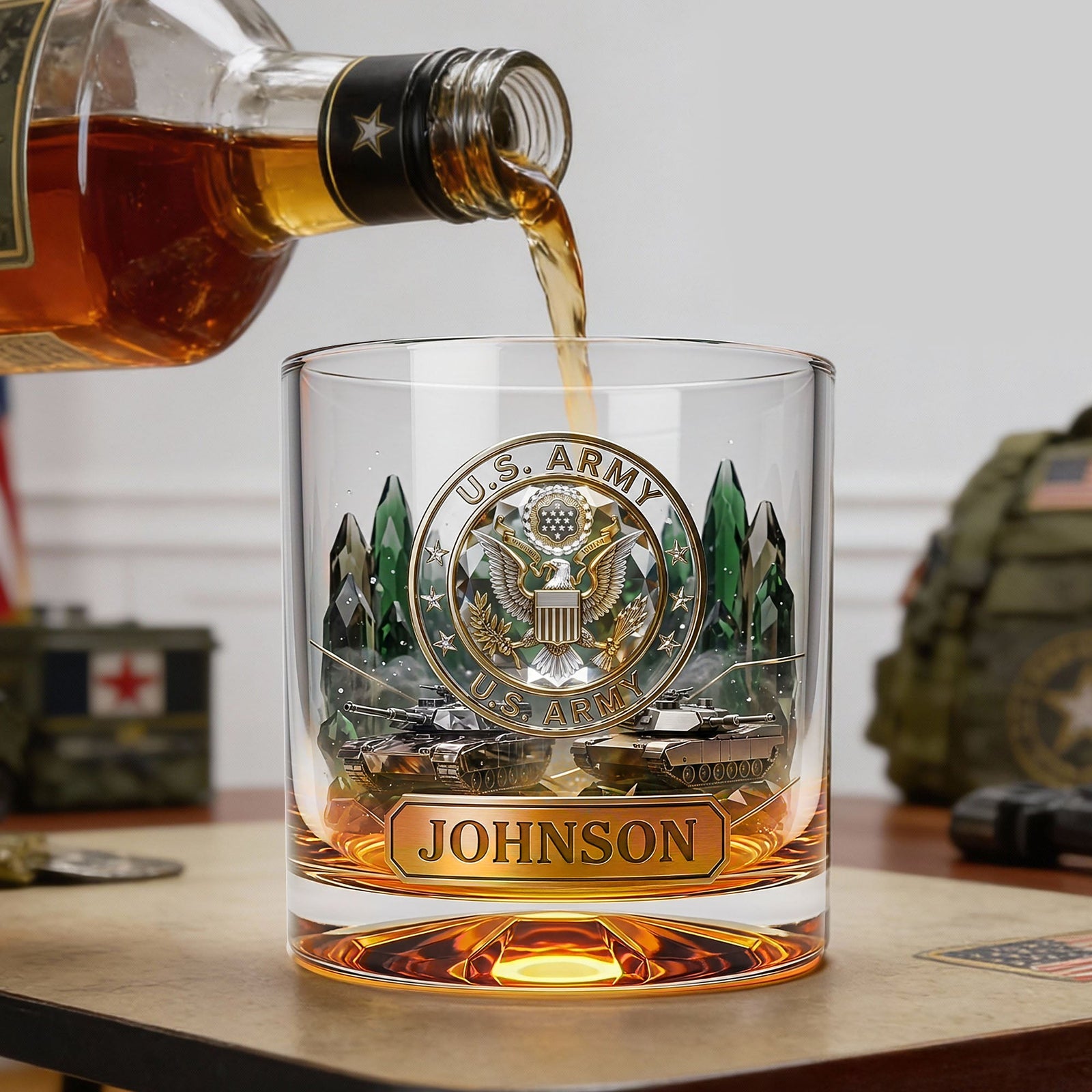 Military Forces 11oz Round Glass - Personalized Gifts For Military Personnel 01palu221225-Homacus