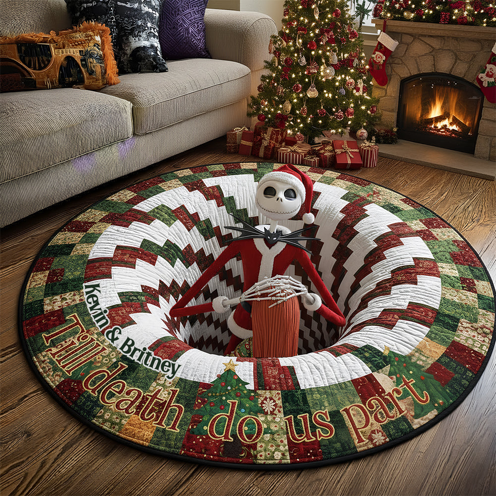 Spooky Twist Christmas Quilted Round Mat Personalized Gifts For Couple 01TGDT011025