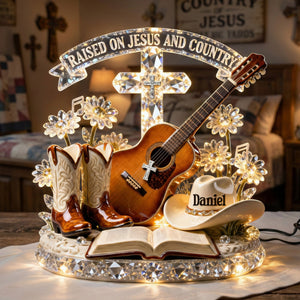 Countryside Jesus Guitar Light Box - Personalized Gifts For Christian Guitarist Custom Shape Acrylic Light Box 04PAMG130126